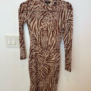 Animal Print Long Sleeve Dress